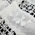 Tissu de broderie en dentelle en polyester blanc en polyester blanc